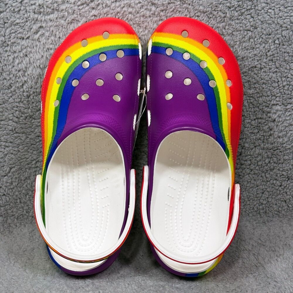 Crocs Classic Rainbow Dye Mens Size 10 Slip On Clogs Shoes Multicolor 208106-93R - Picture 5 of 10